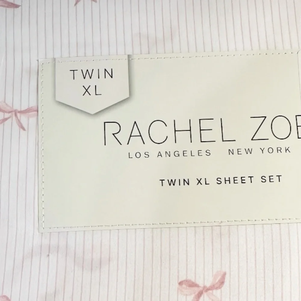 NEW Rachel Zoe BOWS & STRIPES PINK/WHITE Twin XL Sheet Set